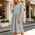 thumbnail image 5 of Vynhevius Womens Striped Casual Dress Crew Neck Long Sleeve with Pockets Loose Midi, 5 of 7
