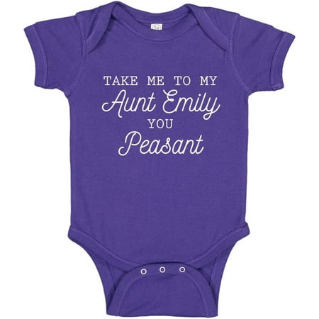 

Take Me To My Aunt You Peasant Baby Bodysuit One Piece or Toddler T-Shirt Funny Personalized Name Auntie Baby Gift