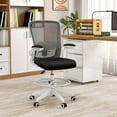 thumbnail image 2 of Costway Adults Mesh Fabric/Sponge/ PP indoor Adjustable Drafting Desk Chair, Black/White, 2 of 10