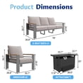 thumbnail image 6 of LazySunsets 4 Piece Aluminum Patio Furniture Set, 5-Seat Oversized Outdoor Sectional with Fire Pit Table, Light Gray, 6 of 9