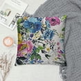 thumbnail image 2 of PRATYUS Throw Pillow Cover Vivid Colorful Garden Print Blossoming Wildflowers Birds Leaves Branches Decorative Throw Pillow Case Square Home Couch Bed Pillowcase 24x24in, 2 of 5