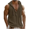 thumbnail image 2 of Guluxicc Cotton Tank Tops for Men Drawstring Hooded Solid Color Shirts Regular Fit Summer Outdoor Casual Sleeveless Tops, 2 of 9