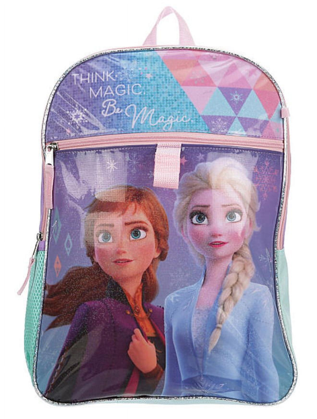 Disney Frozen Kids Backpack 5 Piece Set With Lunch Bag, Supply Case, Carbiner, and Key Chain