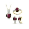 4 3/4 Carat T.G.W. Ruby And Black & White Diamond Accent 14K Gold over Silver 3-Piece Jewelry set