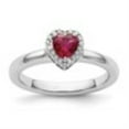 thumbnail image 2 of Auriga Fine Jewelry 925 Sterling Silver Created Ruby Heart Diamond Ring Size 9 for Women, 2 of 6