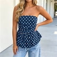 thumbnail image 2 of Aezemi Women Strapless Tank Tops, Sleeveless Tube Ruched Fashion Bandeau Tanks, Peplum Open Back Trendy Summer Vacation Blouse, 2 of 8