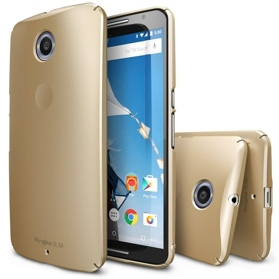 Ringke Slim Case Compatible with Google Nexus 6, Lightweight Thin Soft Premium Coating Hard PC Cover - Royal Gold