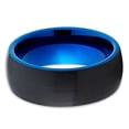 thumbnail image 2 of Tungsten Wedding Band Blue Tungsten Ring Black Brushed Top 8mm Tungsten Carbide, 2 of 3