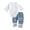 White, variant on 2Pcs Newborn Baby Girls Flare Sleeve Lace Floral Romper Bodysuit Denim Jeans Pants Outfits Set