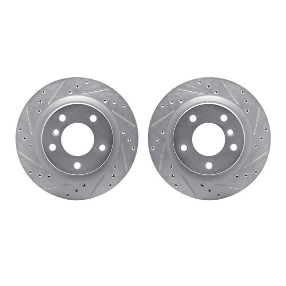Dynamic Friction Company Rear Brake Rotors-Drilled and Slotted-Silver 7002-31081