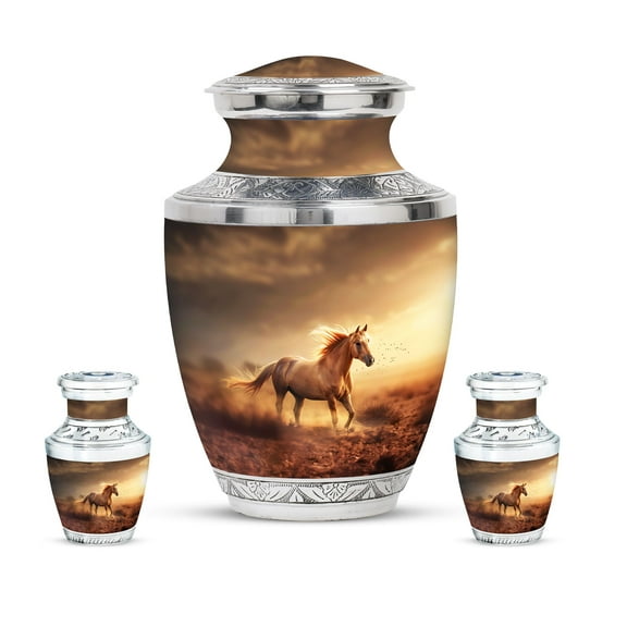 KARYLIZ Horse Urns For Ashes – Funeral Urn For Ashes Adult Male – Brown Funeral & Burial Urns for Female – Gift for Father & Mother