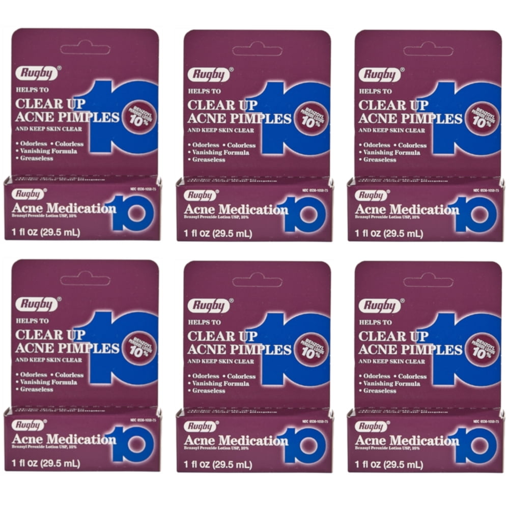 6 Pack Rugby Acne Medication Benzoyl Peroxide Lotion 10 Each