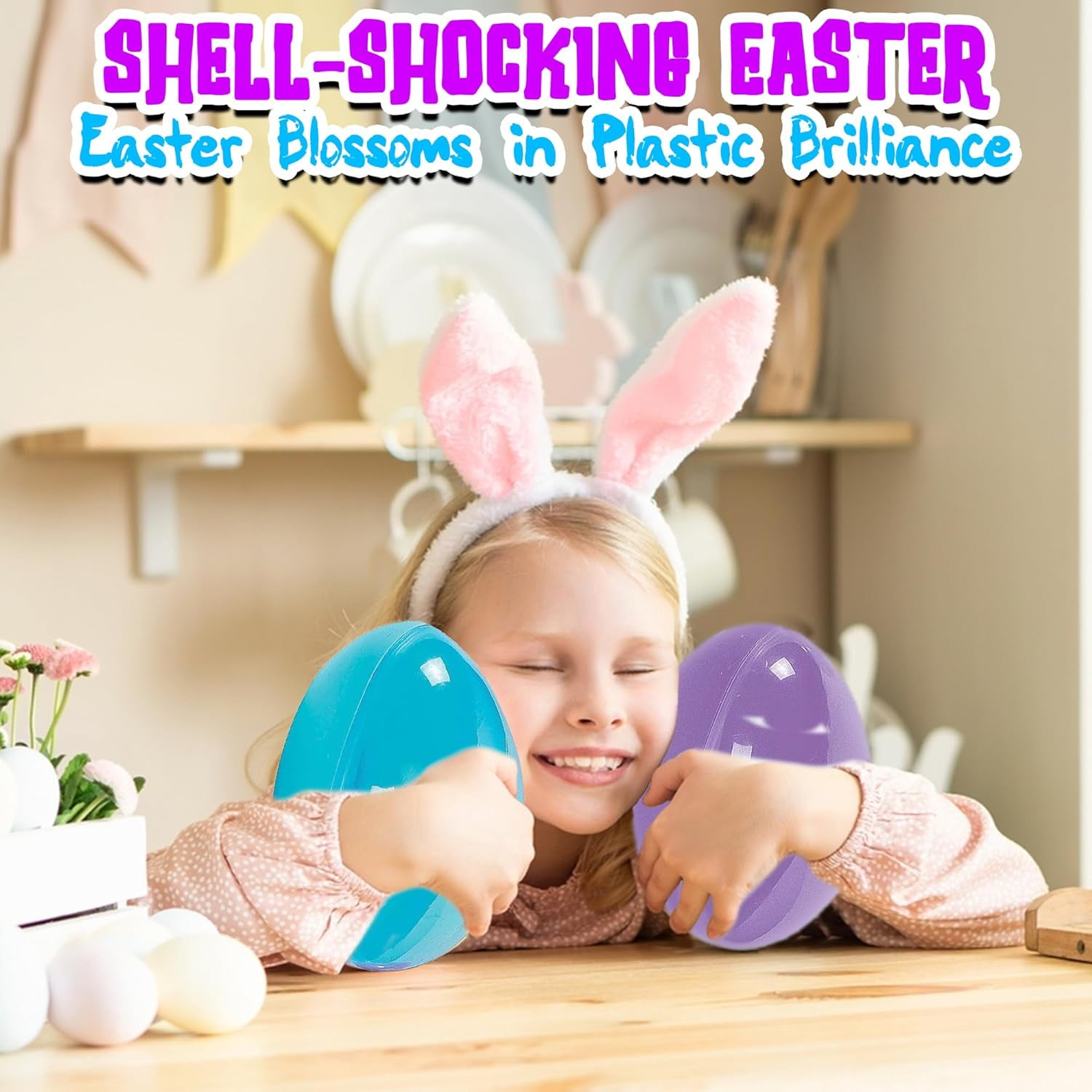 Fun Express 12 Pieces Ginormous Easter Egg, Large Easter Eggs, Each fillable plastic egg is 7 inch long - X Large Easter Party Supplies