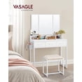 thumbnail image 1 of VASAGLE Tocador con Espejo Triple, Taburete, 3 Cajones, Soporte para Secador, Blanco, Industrial, 1 of 5