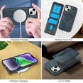 thumbnail image 4 of for iPhone 14 Case with 2-in-1 Detachable Magnetic Wallet 4 Card Slots and 1 Zipper Bag Compatible MagSafe and RFID Blocking Stand Wireless Charging-7 Color, 4 of 8