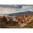 thumbnail image 3 of Carl Wuttke 24x18 Black Modern Framed Museum Art Print Titled - View from Ancient Theater in Taormina to the Etna (1883), 3 of 5