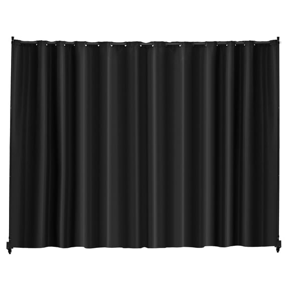 96x120 Inch Mobile Room Divider Screen with Rolling Wheels - Black Privacy Partition for Office/Bedroom/Dining Area