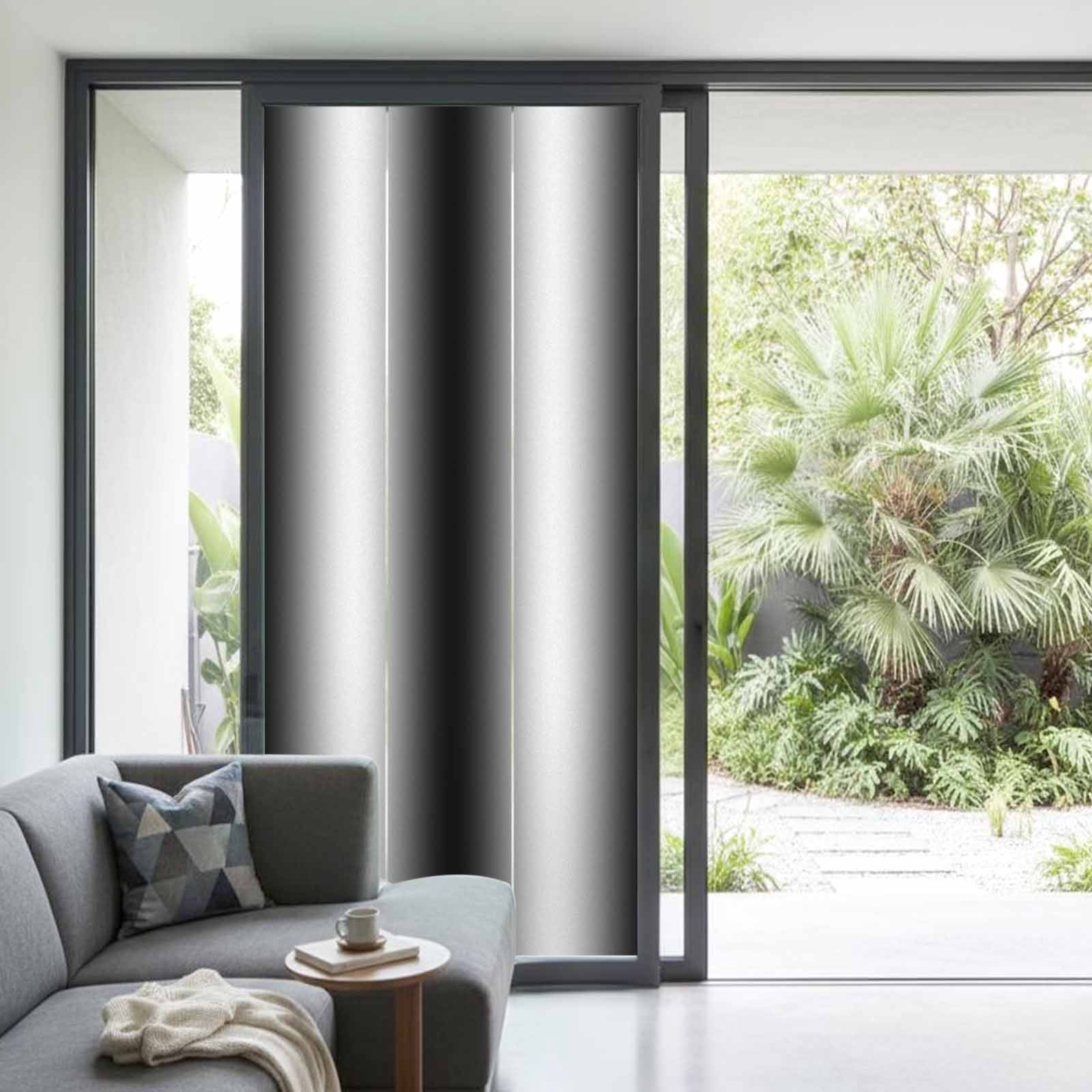 Black White Window Privacy Film, Gradient Gray Monochrome Minimalist Stripe Static Cling UV Sun Blocking Tint Film Heat Control Windows Films for Bedroom Bathroom, Window Stickers 35.4"x78.7"