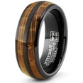 thumbnail image 2 of Metal Masters Mens Gunmetal Black Tungsten Engagement Ring Whiskey Barrel Grain Wood Inlay Wedding Band 8mm, 2 of 6
