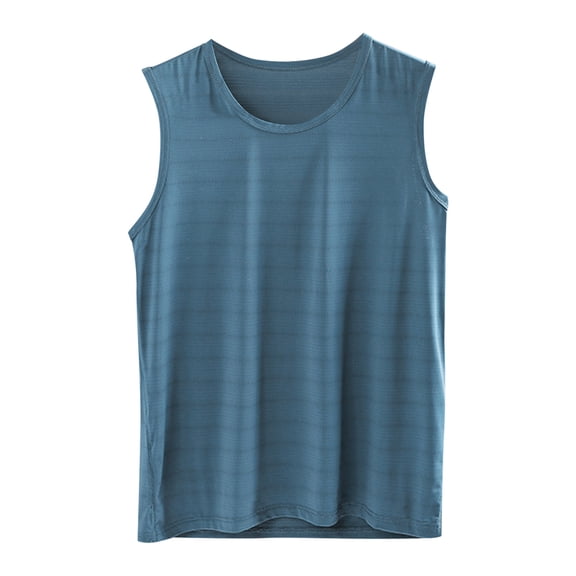 Cmfcve Men's Striped Tank Top Plus Size Round Neck Sleeveless Tees Summer Casual Running Tank Top