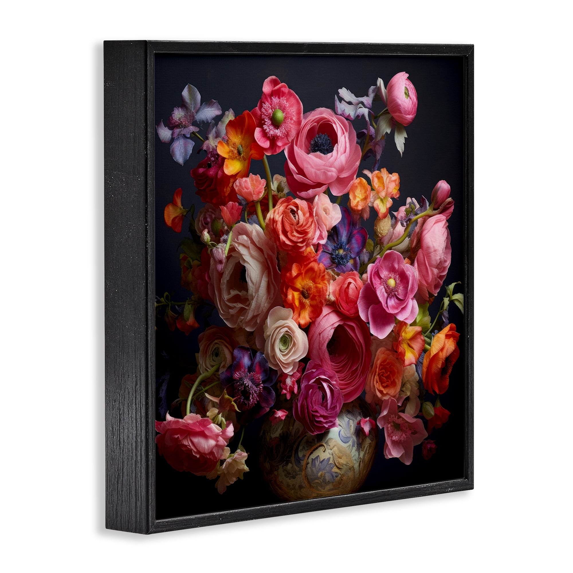 Stupell Industries Harmonious Composition of Florals Black Framed Giclee Art, design by Lazar Studio