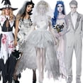 thumbnail image 2 of Disfraz de pareja de vampiros para mujer, disfraz de Halloween, Purim, Cosplay, terror, fantasma, zombi, cadáver, novia, para adultos, 2 of 5