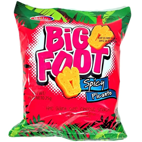 Holiday Big Foot, FEV6 The Giant Cheese Snack, Spicy, 25g. (Pack of 12)