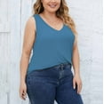 thumbnail image 7 of fatyb Plus Size Tank Tops for Women Sleeveless V Neck Ribbed Shirts Solid Color Casual Basic Tee Shirts, 7 of 7