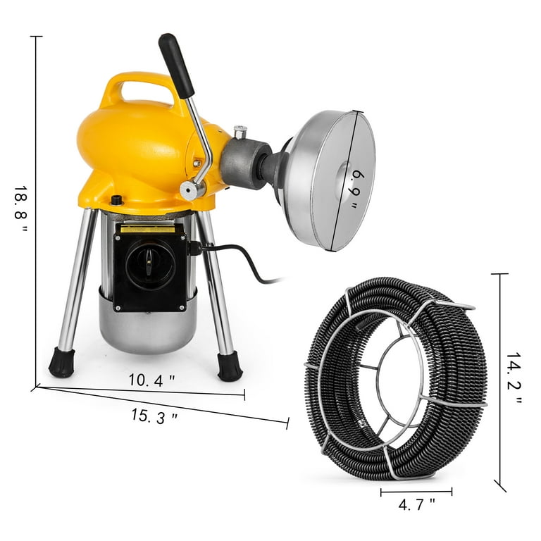 BENTISM Drain Cleaner Machine 25ft 1/4 in, Autofeed Drain Cleaning Machine, Drain  Auger Drum Plumbing Drain Snake Clog Remover Drill 