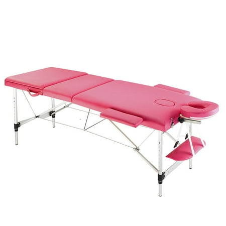 Massage Pictures Aluminium 3 Section Massage Bed Portable Salon Foldable Beauty Body Facial Spa Tattoo Thai Massage Bed ()