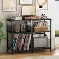 thumbnail image 4 of Industrial Retro Side Table with 3 Tiers Storage, Record Player Stand for Living Room, Bedroom, Office (Black), 4 of 8