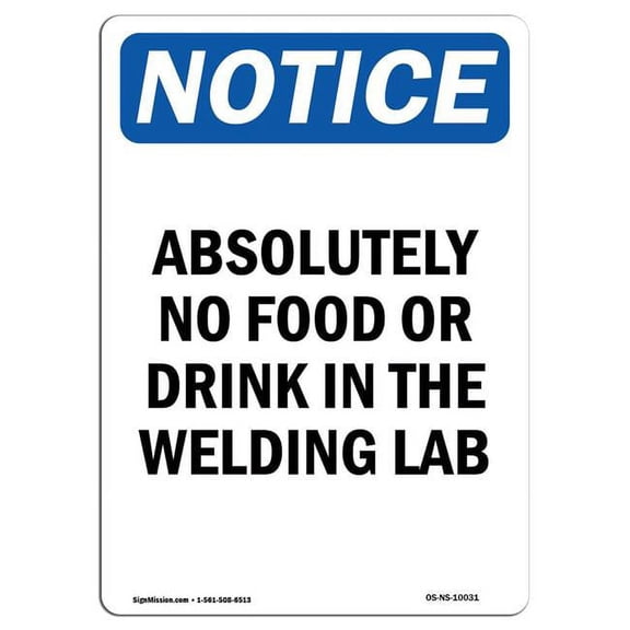 SignMission OS-NS-A-1824-V-10031 18 x 24 in. OSHA Notice Sign - Absolutely No Food or Drink In