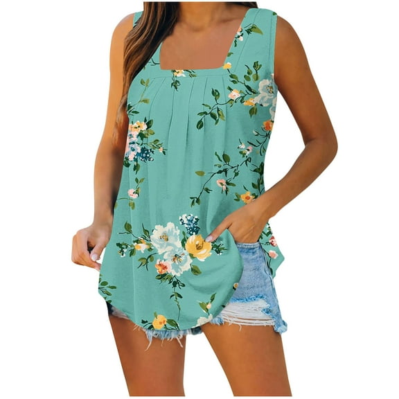 Runfenguu Plus Size Tank Tops For Women Loose Fitsting Tank Tops For Women Women'S Pinted Sleeveless T-Shirt Loose Swim Tank Top