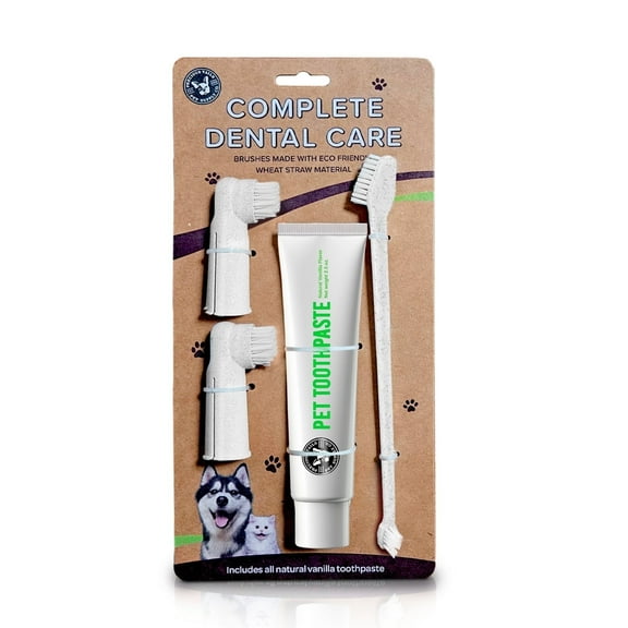 Precious Tails Eco-Friendly Pet Dental Care Kit Pet Toothbrush and Toothpaste for Cats & Dogs
