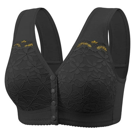 Mrasaso Clearance & Promo! Womens Cotton Underwear Women Nylon Bra Women s Solid Color Wide Shoulder Strap Plus-Size BraBreathable Design for Comfortable Fit(1pc Bra) Black|40/90
