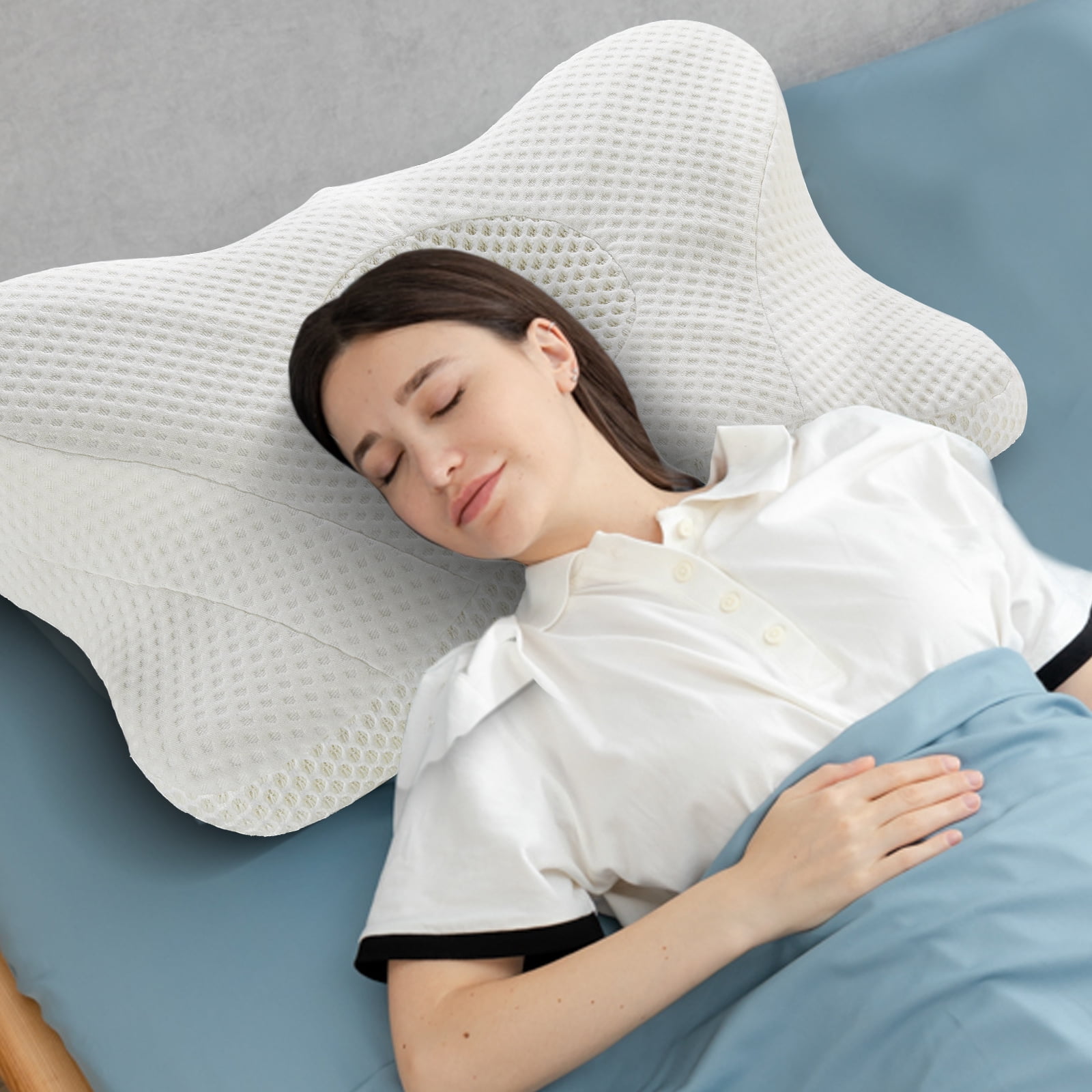 ZUNMOS Orthopedic Cervical Pillow for Neck Pain Relief, White