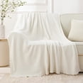 thumbnail image 3 of Battilo Cream Chenille Knit Throw Blanket,Soft Warm Ivory Throws,Lightweight Neutral Blanket,51"x67", 3 of 9