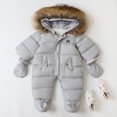 thumbnail image 2 of Hwmodou Baby Snowsuit Infant Boys Girls Winter Thicken Coat Hooded Pocket Jacket Snowsuits With Gloves Toddler Windproof Warm Jumpsuit Snow Wear Outerwear Activites Bodysuits,6-12M, 2 of 6