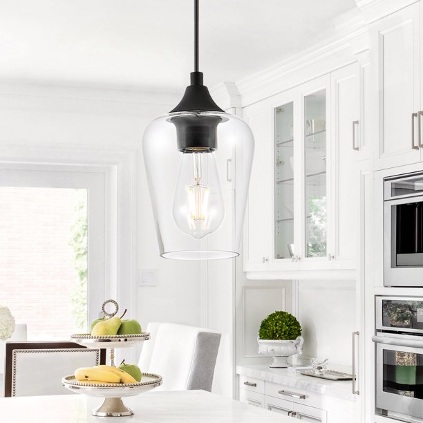 Black Pendant Light for Kitchen Island, Adjustable Pendant Light
