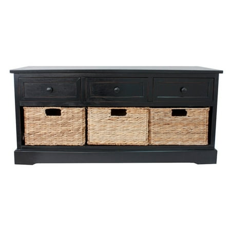 Beige Crackle Finish - Montgomery Basket Storage Bench, Multiple Finishes
