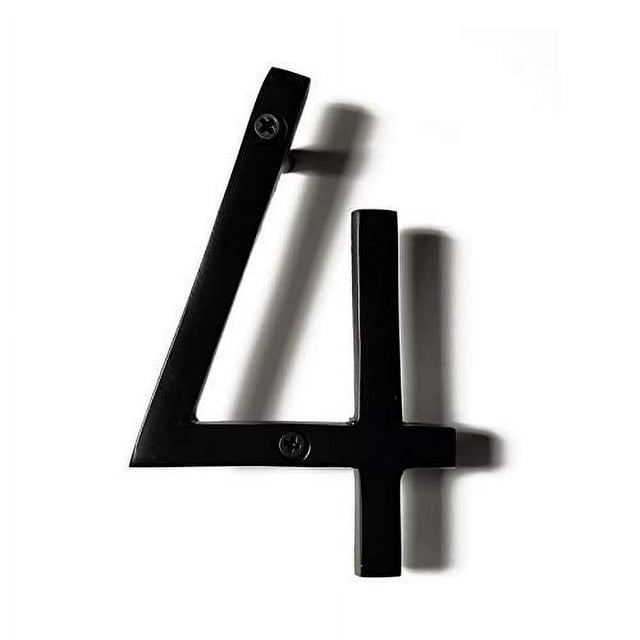 NACH Floating Mount House Address Shadow Number For Outside or Inside, Mailbox Number For Outside, Front Door, Garage Door, Maximum Rust Protection, Black Aluminum, 8 inch, Number 4, HH-SDW8-BLK-4
