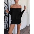 thumbnail image 6 of Women's Off Shoulder Long Sleeve Mini Dress with Ruched Detail for Spring Party Daily Wear, 6 of 6