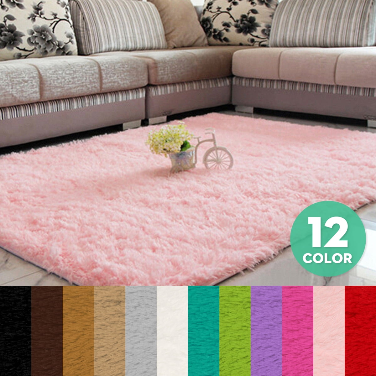Modern Cozy Soft Fluffy Floor Rug Blanket Anti Skid Shag Shaggy