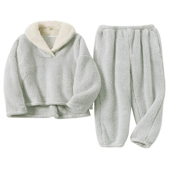 Dsseng Women‘s Fuzzy Fleece Pajamas Sets 2 Pieces Pjs Loungewear Flannel Plush Sleepwear