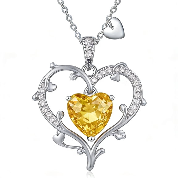 Lysro Pendant Zirconia Love Birthstone Necklaces, Silver-Plated