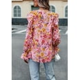 thumbnail image 4 of Womens Blouses and Tops Boho Floral Print Long Sleeve Chiffon Shirts and Tops Loose Fit, 4 of 6