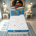 thumbnail image 4 of meiyoeat Construction R Initial Hard Hat Zipper Comforter Set with Fitted Sheet and 2 Pillowcases, Cartoon Truck Zipper Bedding Set for Boys Girls, Blue, Polkadot Reversible, 3pcs, 4 of 6
