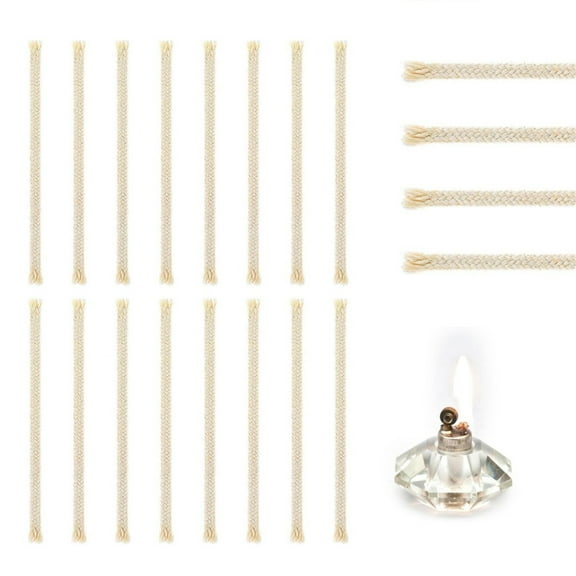 QZS Cotton Oil Lamp Wicks,Pack of 20 Round Cotton Oil Lamp Wicks for Alcohol Candle Burner,5.9x0.31In