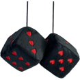 thumbnail image 1 of Dados de felpa de doble pasta para espejo retrovisor de coche, dados decorativos en forma de corazón cuadrado retro, accesorios colgantes para coche, decoración femenina para coche (negro), 1 of 3