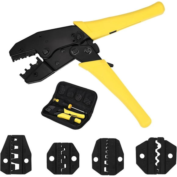Cable Crimping Pliers, Cable Crimping Tool With 5 Interchangeable Jaws, Ratchet Pliers For Wire, Terminal Lugs